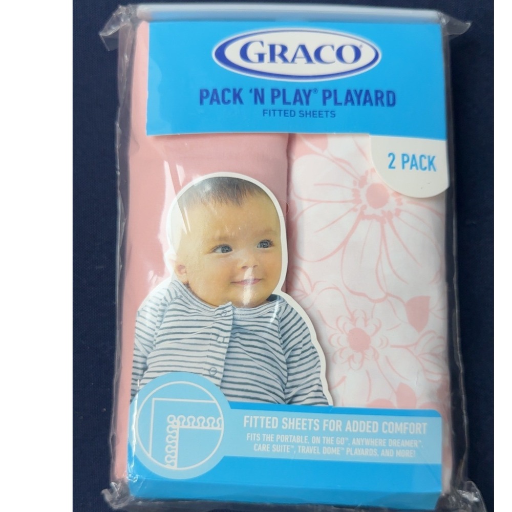 NWT Graco | Floral/Pink Pack n Play Playard Fitted Sheets 2 Pack 27x39